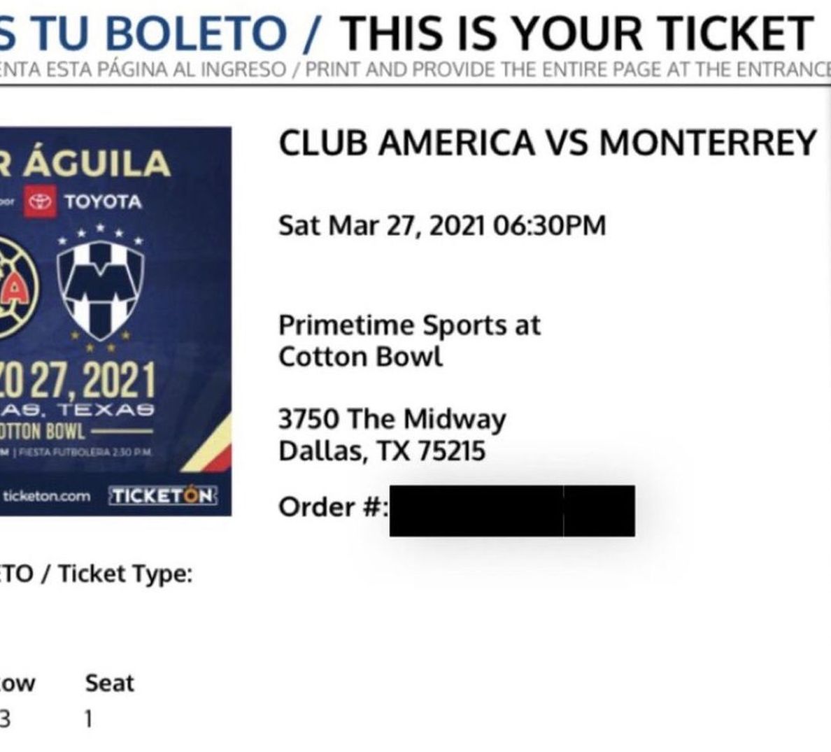 **Club America Vs Monterrey in Dallas, March 27, 2021**