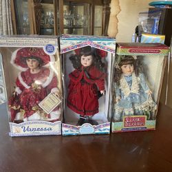 3 Vintage Antique Porcelain Collectible Dolls 