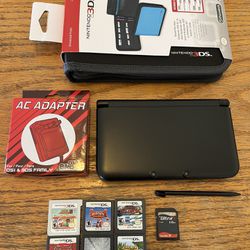 Like New Black Nintendo 3DS XL, New System Case, 1GB Memory, Charger & 6 Games Bundle
