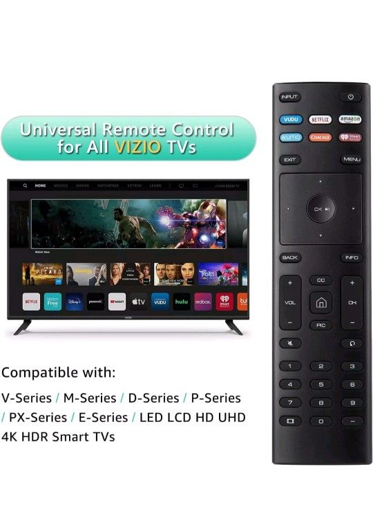 New XRT136 for Vizio Smart TV Remote Control w Vudu Amazon iheart Netflix 6 Keys