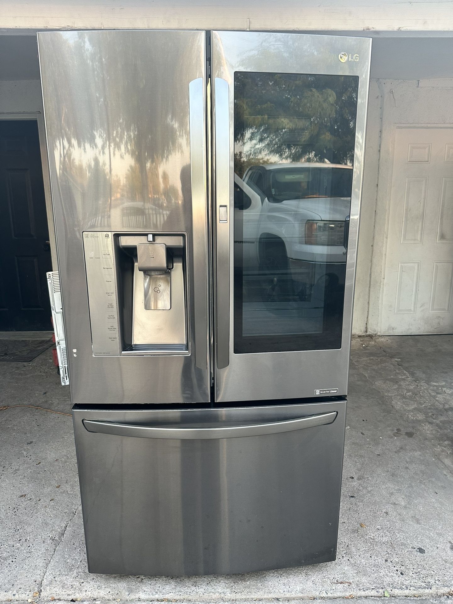 LG black, stainless counter depth fridge