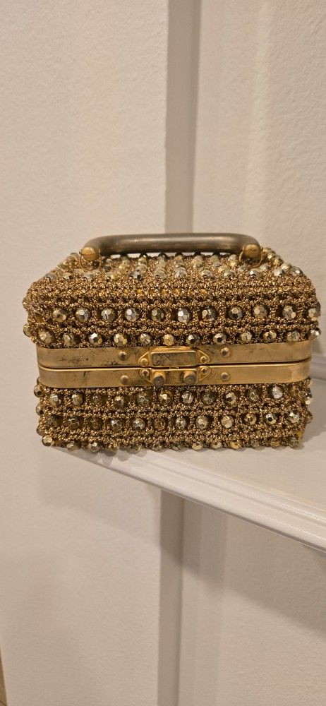 Vintage Beaded Gold Ornate Purse. Made in Italy