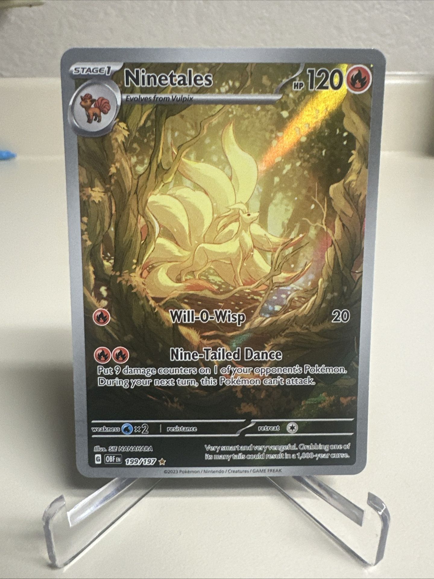 Ninetales 199/197 Sv03: Obsidian Flames Holo IR Near Mint