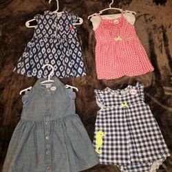 Baby Girl Dresses & Romper Bundle 6M