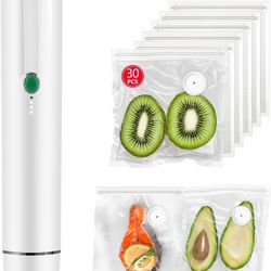 Vacuum Sealer, vacuum sealer for food, handheld vacuum sealer(Vacuum Sealers+ 30 reusable vacuum seal bags)