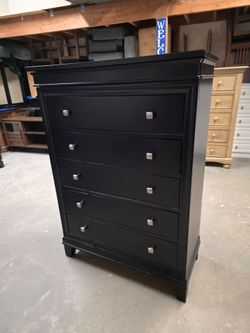 Modern Black 6 Drawer Tallboy Dresser
