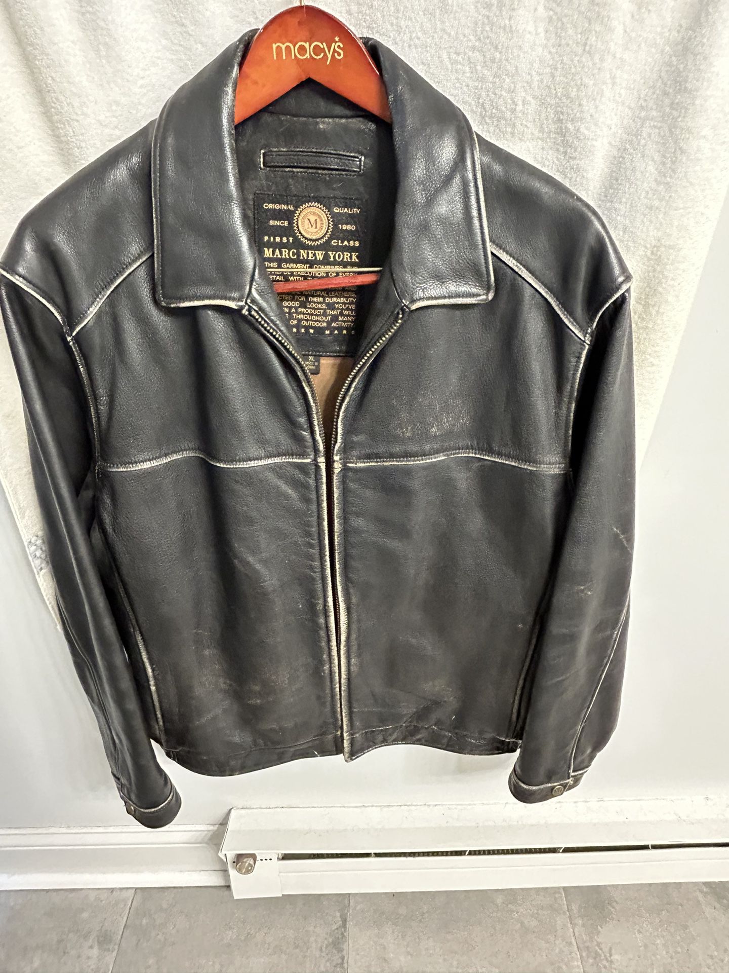 Mens Black Distressed, Leather Jacket