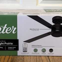 Hunter Midnight Prairie 52 in. Indoor/Outdoor Matte Black Standard Ceiling Fan