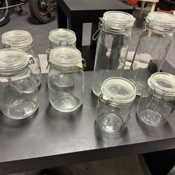 Glass Clamp-Lid Mason Jars – Assorted Sizes (Set of 8)