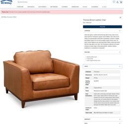 Thomas Mid-century Modern cognac Leather Couches 