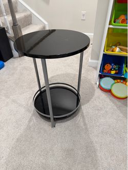 Round 2-Tier Accent Table – Black & Chrome