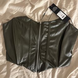 Fashion Nova Sage Green Corset Crop Top (Size M)