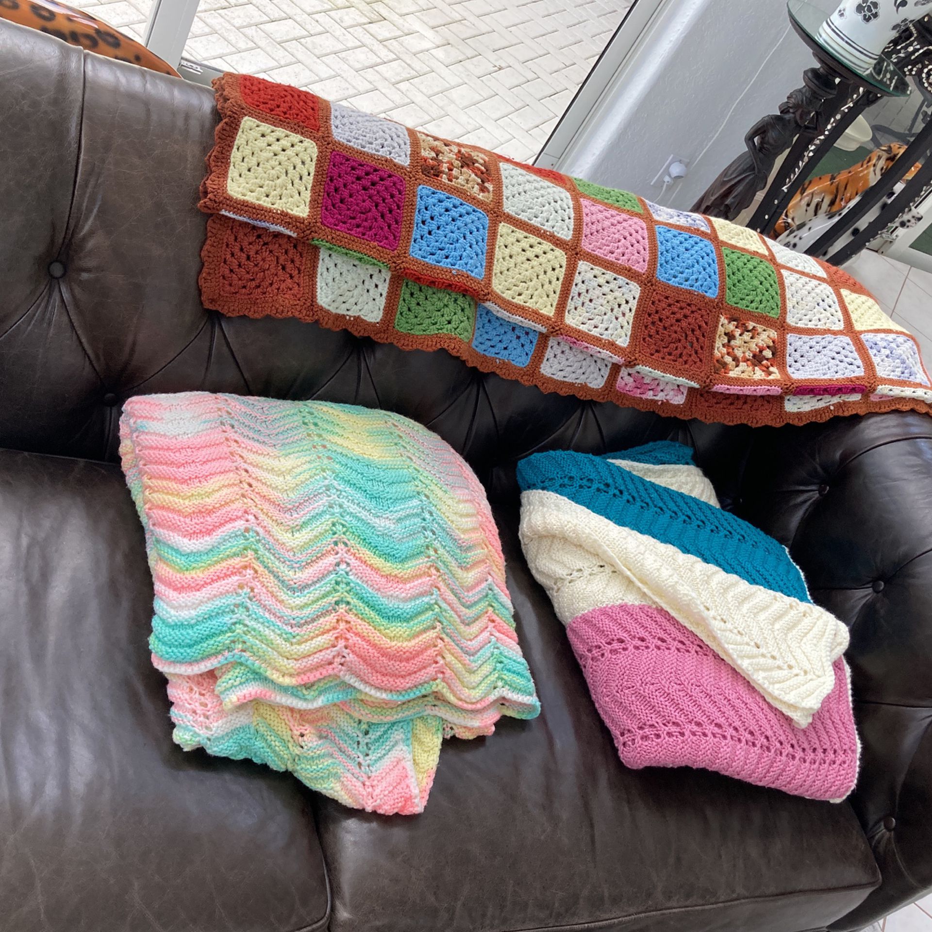 $25 Each Firm.  Hand Made Crocheted Knitted Afghan, Throw, Blanket, Quilt.  From Clean Home, No Smoke Or Pets. $25 Each Not Negotiable.  