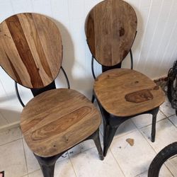 Industrial Metal & Wood Chairs (Set of 4) $200