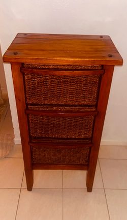 Chest w/ 3 Drawers Natural Rattan Wicker Handmade