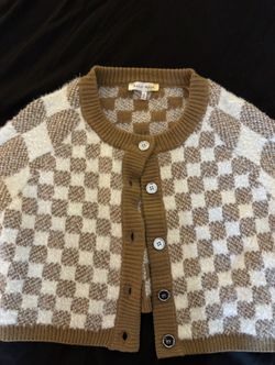 Checkered Cropped Cardigan 