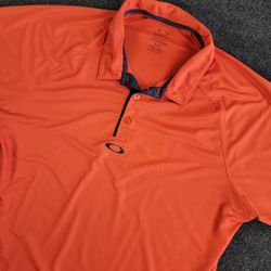 Oakley Polo Shirt Mens XL Orange Polyester Hydrolix Athletic Golf Sport Adult