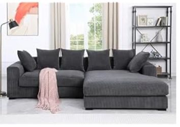 Large Gray Sectional Sofa with Chaise