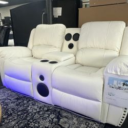 New Recliner Loveseat With Bluetooth Speakers And LED Light. Delivery & Set Up Available 