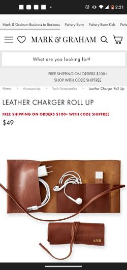 MARK AND GRAHAM LEATHER CHARGER ROLL UP