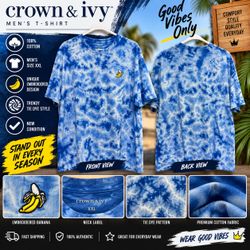 Crown & Ivy Men’s XXL Tie Dye T-Shirt Blue White Banana Embroidery New