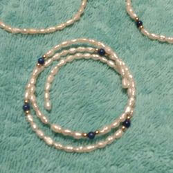 Two Fresh Water Pearl Necklaces & A Memory Wire Bracelet