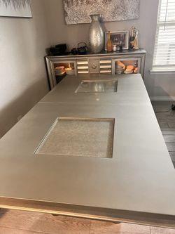 Elegant & Sturdy Trestle Table-Silver $680, Credenza-Silver $850, or Bundle Table +Credenza $1,350.