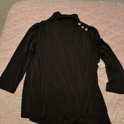 Nwt Womens Cable & Gauge Large Black Dress Shirt 