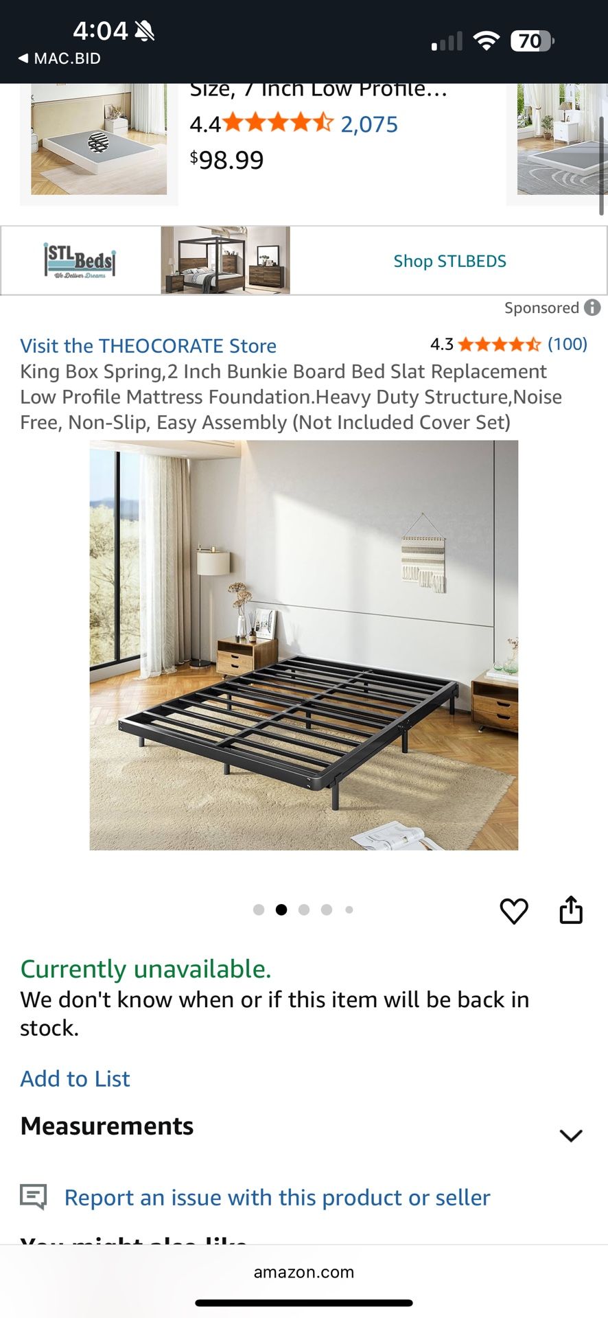 King Metal Bed Frame Slat - Read