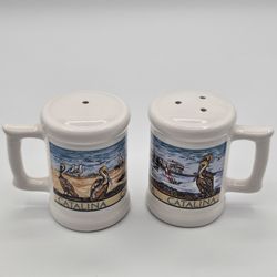 Vintage Ceramic Catalina Souvenir Salt and Pepper Shakers Mug Style