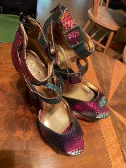 Anne Michelle Platform Heels Multicolor Snakeskin