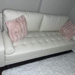 White Faux Leather Couch