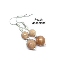 Peach Moonstone Genuine Stone Handmade Earrings