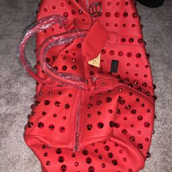 Brand New Beautiful Traci Lynn Studded Rolling Travel Duffle Bag 