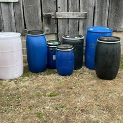 Barrels ..... 55 40 30 And 20 ... Plastic And Metal... Rain Burn Storage 