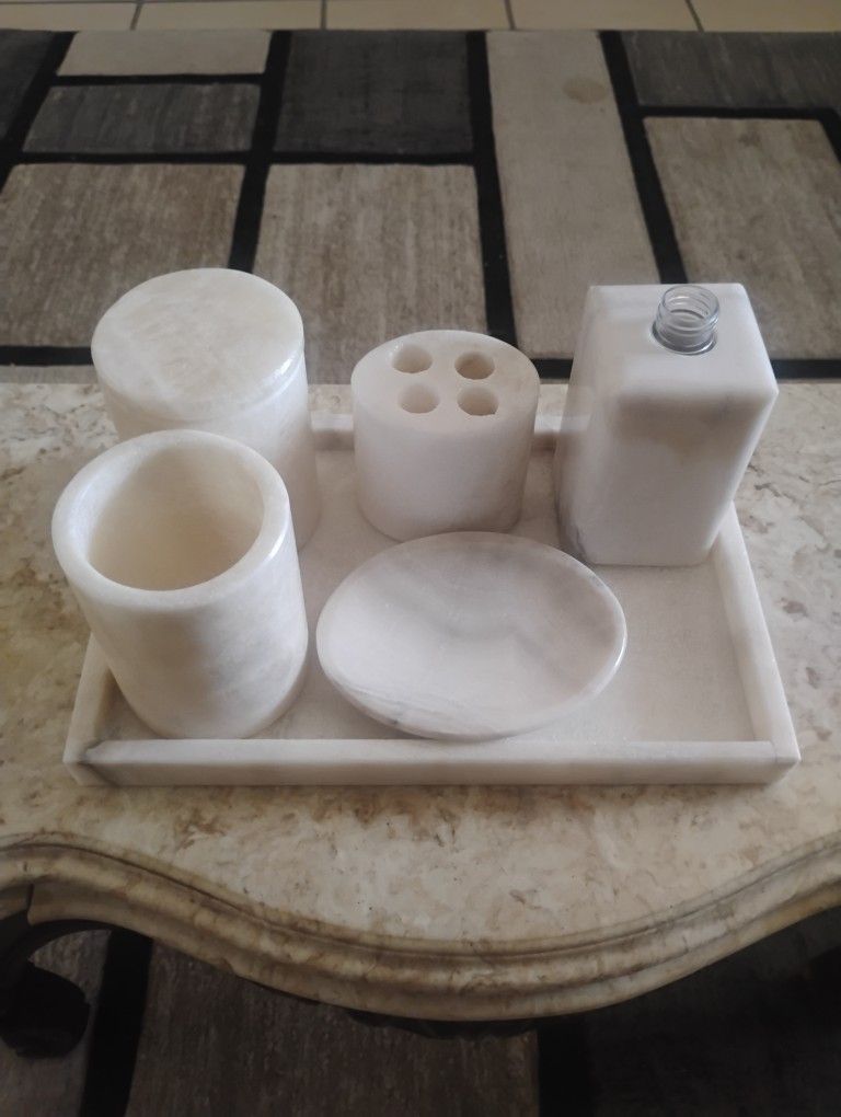 Luxury Onyx Stone Bathroom Accessory Set – 6 Pieces