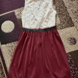 White Lace Top And Red Dress