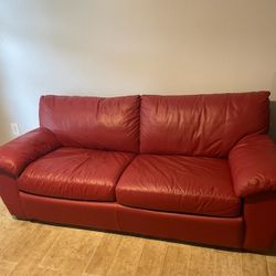 Red Leather Pull Out Sofa