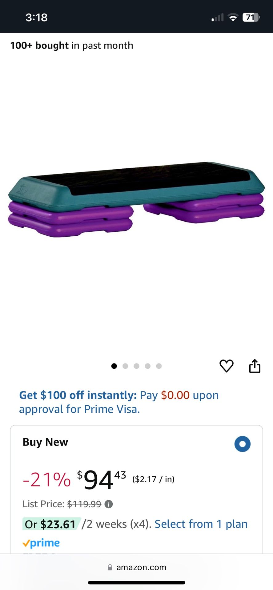 Exercise Step Original Aerobic Platform – Health Club Size – With Four Original Risers