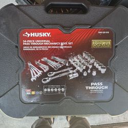 Husky 54-Piece Pass-Through Mechanics Tool Set – SAE & Metric – Complete w/ Case