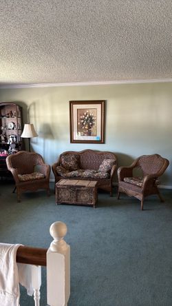 Pier One Imports Classic Four-piece Rattan Furniture Set with Cushions