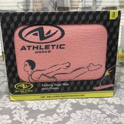 Folding yoga mat with poses