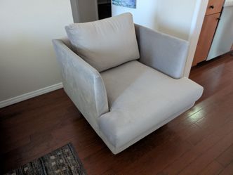 Gray Velvet Track-Arm Accent Chair