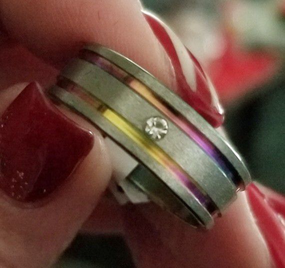 Stainless steel rainbow ring..... size 9
