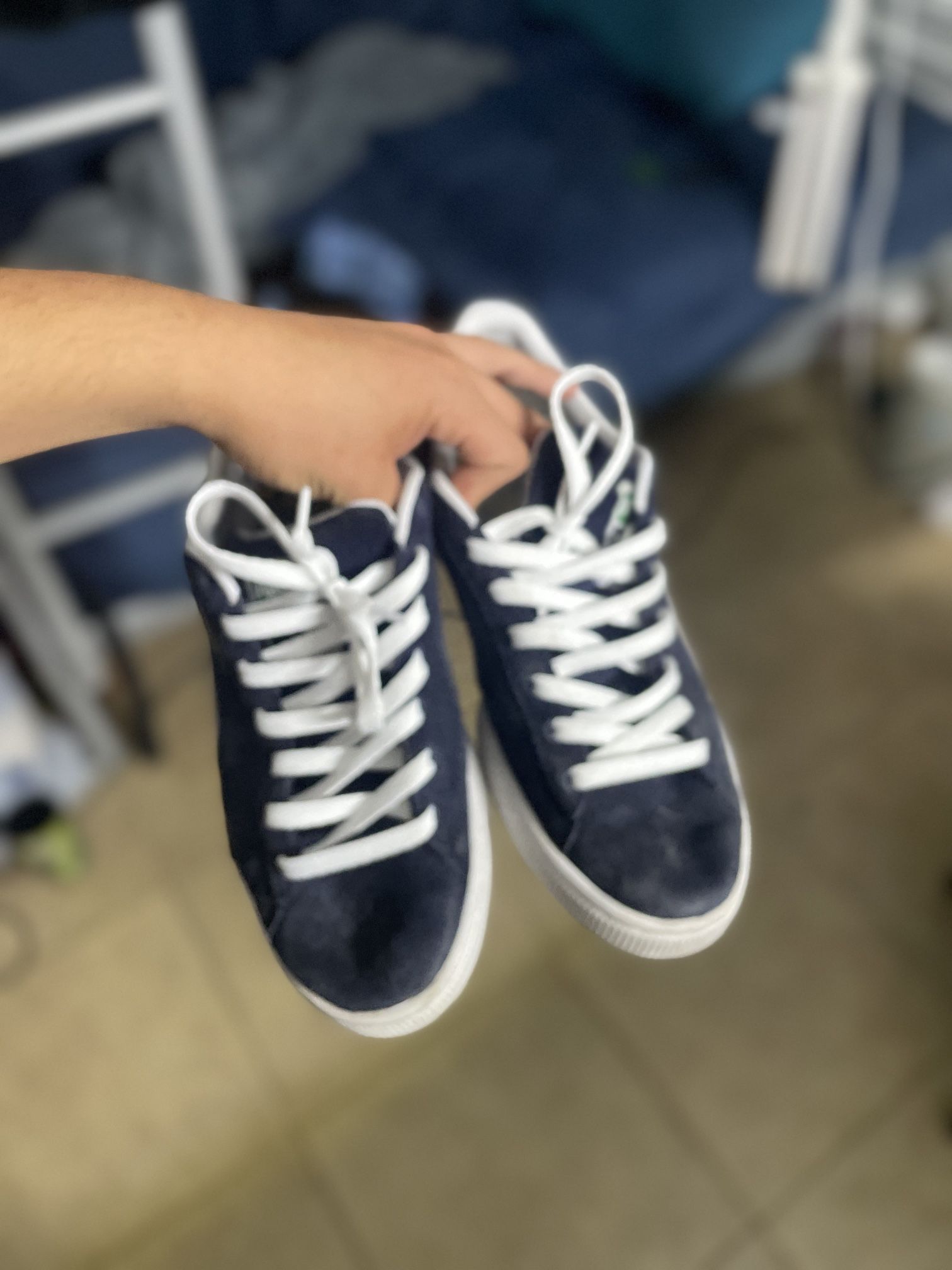 Blue Pumas Suede