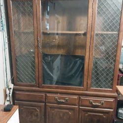 REDUCED Solid Lighted  Curio Cabinet 