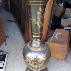 Antique Arabic Islamic Solid Brass Vases 