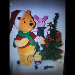 Disney Animated Musical Christmas Winnie The Pooh and Piglet - MINT IN BOX - RARE