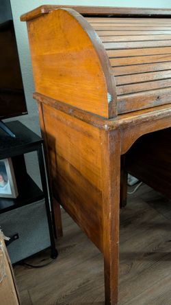 Vintage Wooden Roll Top Desk