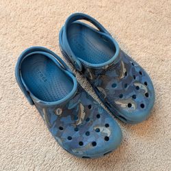 Boys Shark Blue Crocs - Size 13